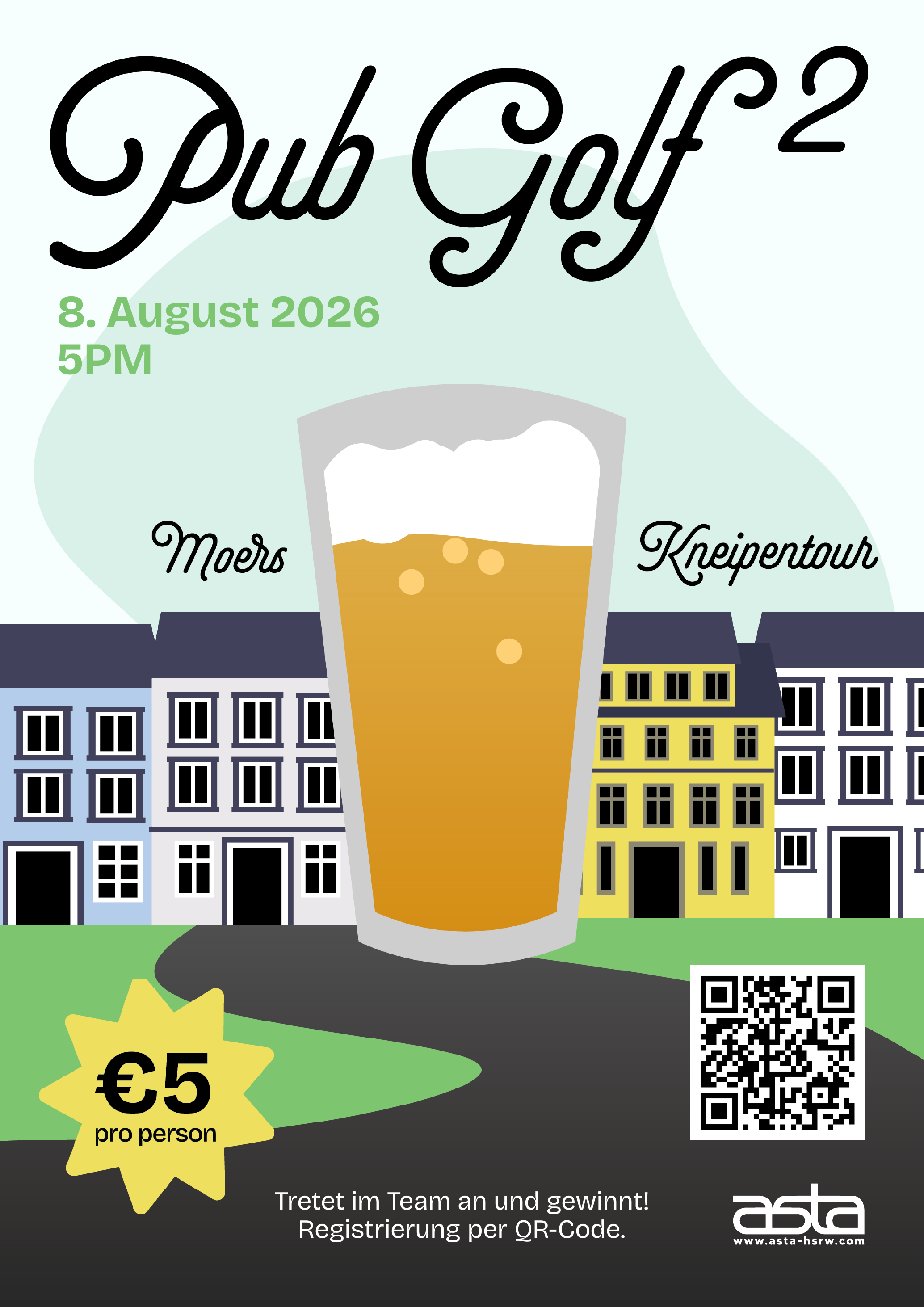 Pub Golf 2 poster for the team competition in Moers on 8 August 2026