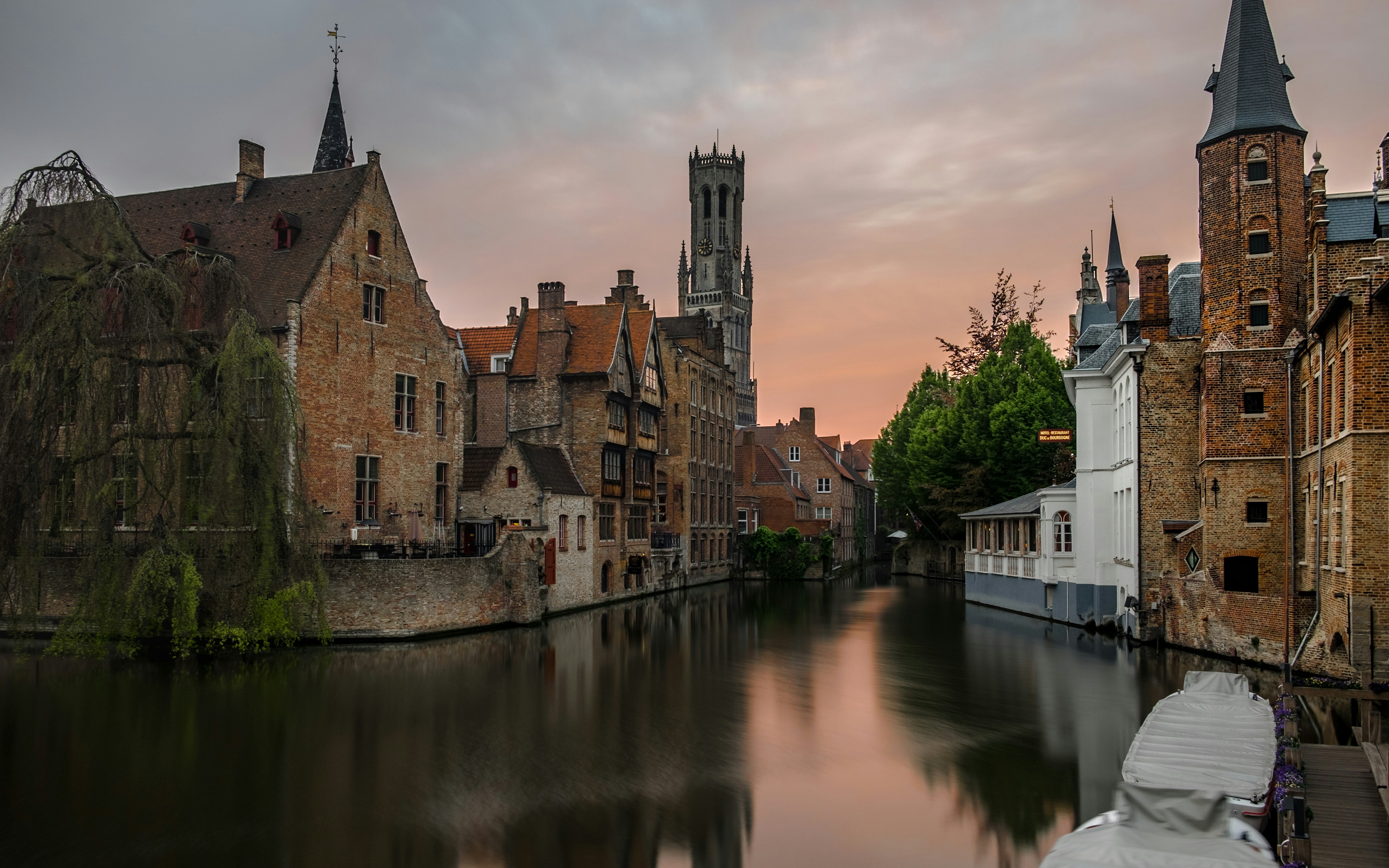 Bruges canal with historic brick houses