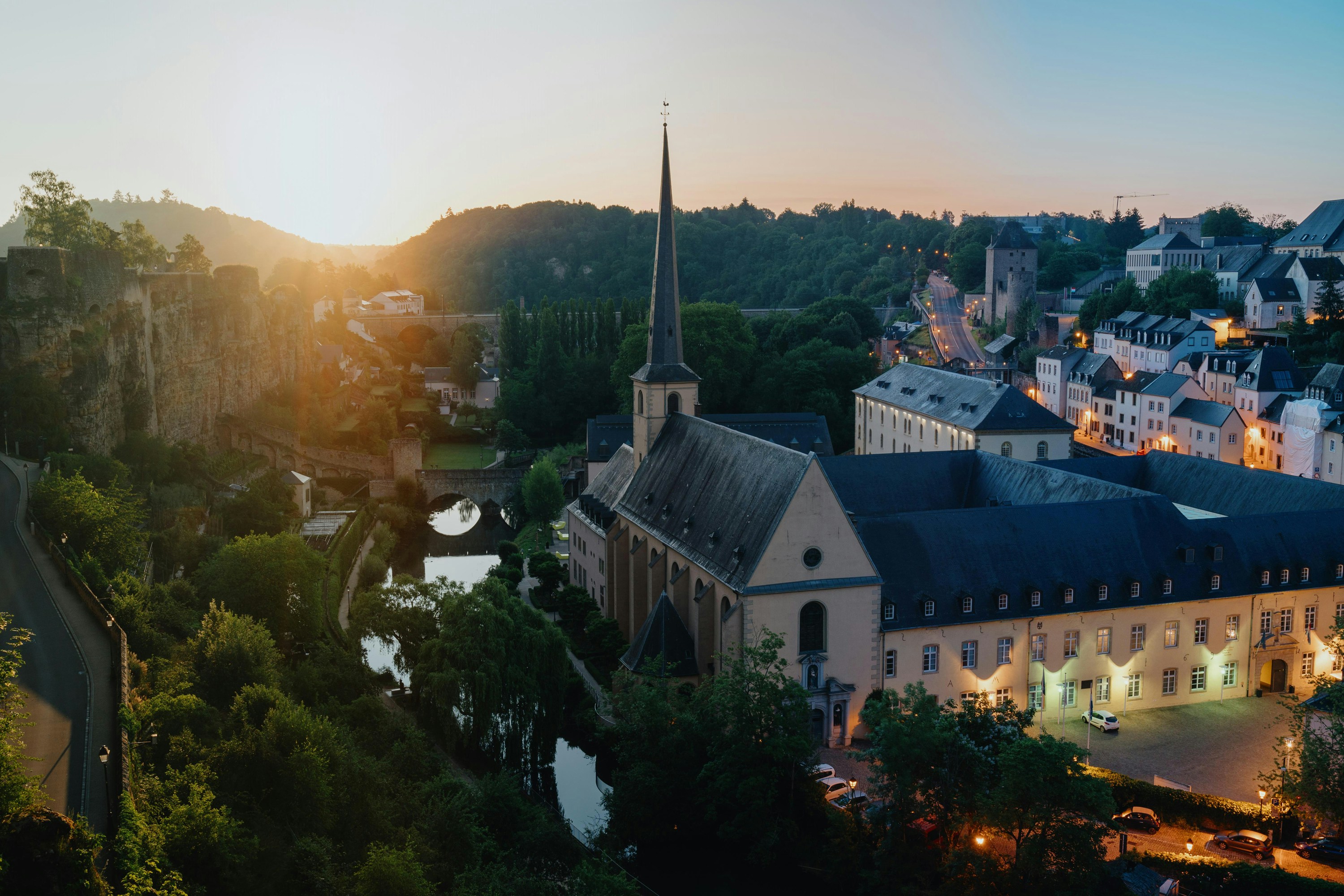 Luxembourg City Corniche viewpoint over the Grund valley